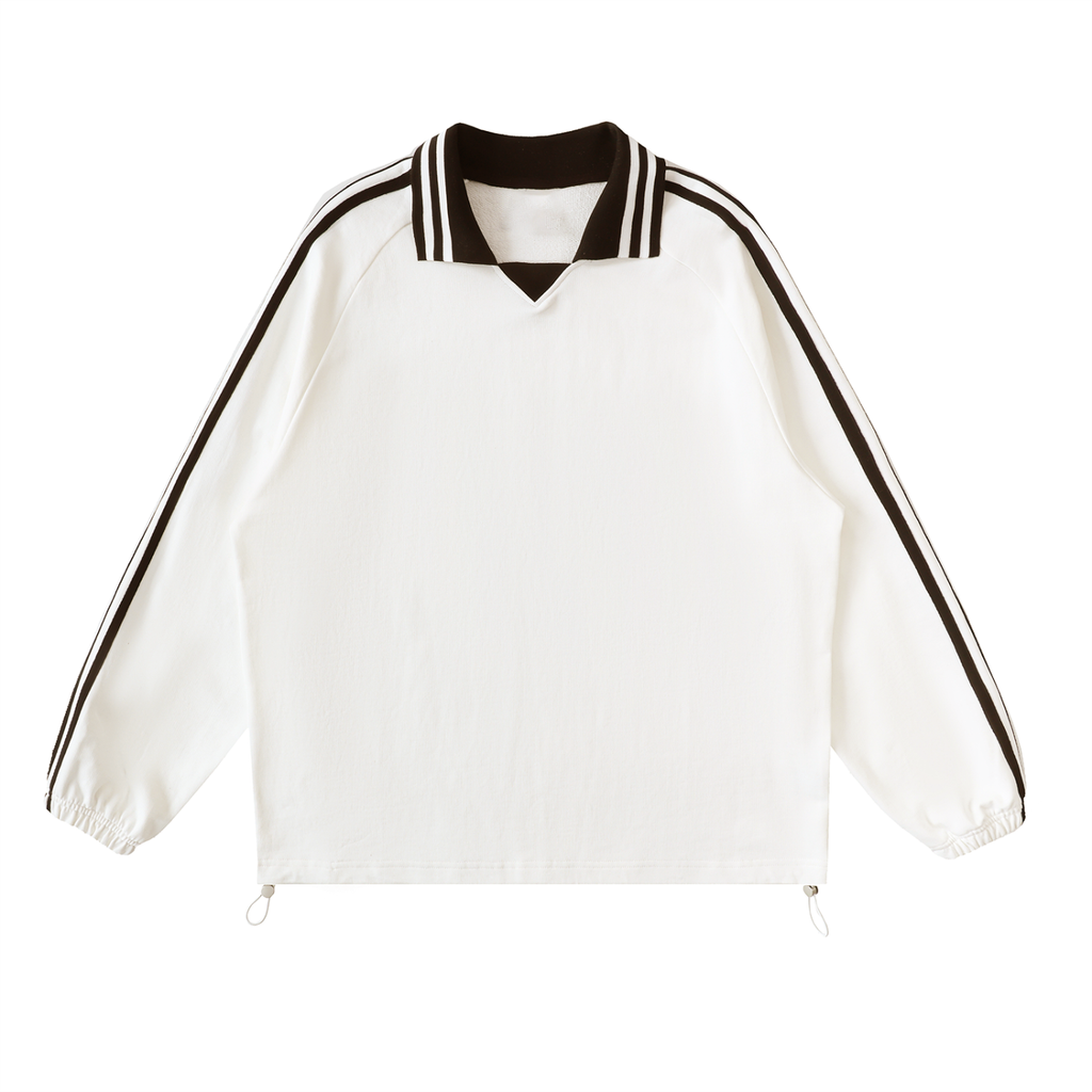 Striped Lapel Collar Sweatshirt