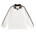 Striped Lapel Collar Sweatshirt